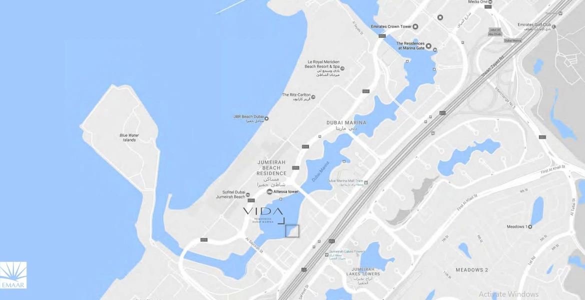 Vida Residences Dubai Marina Map